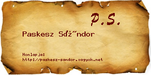 Paskesz Sándor névjegykártya