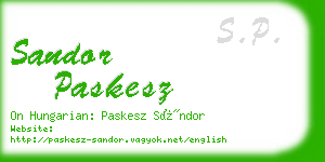 sandor paskesz business card